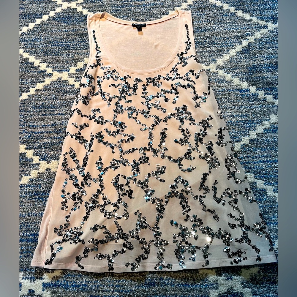 Express Size M Peach Sequined Sleeveless Top